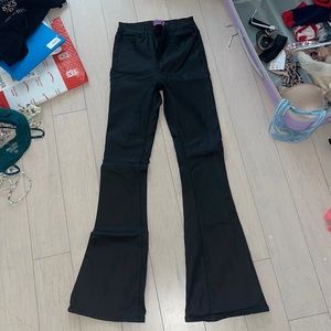 EDIKTED black leather flare pants